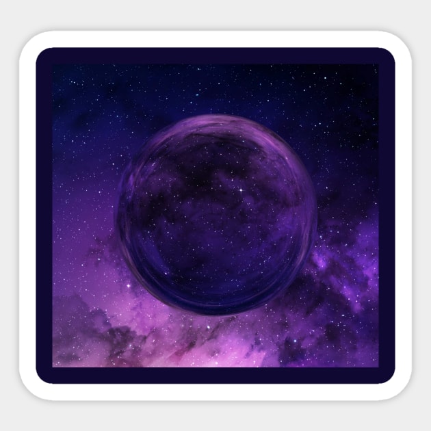 Purple Galaxy Planet Space Print Sticker by Moon Art